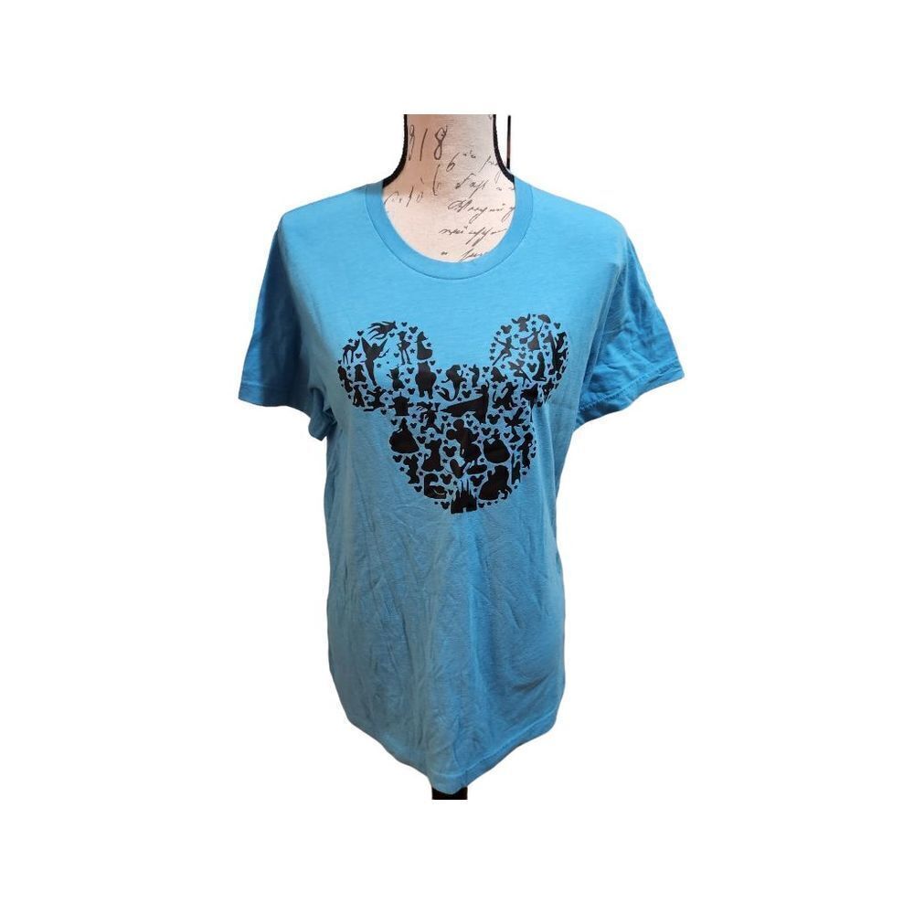 Ladies Blue Size Medium Short Sleeve Shirt with Disney Characters